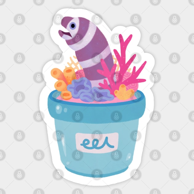 Eel flower pot 2 Sticker by pikaole